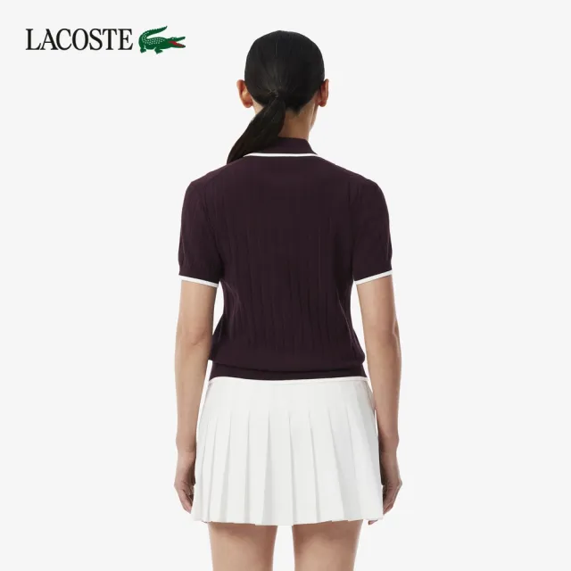 【LACOSTE】女款-短袖Polo領高爾夫球衫(棕色)