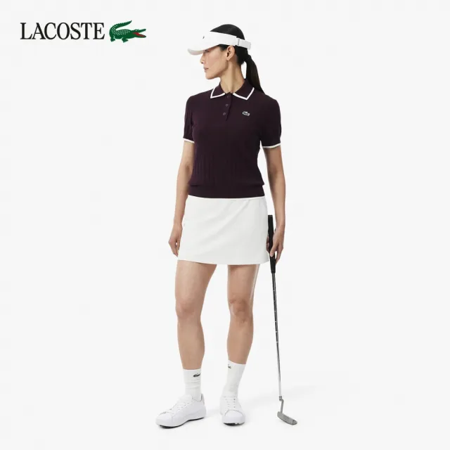 【LACOSTE】女款-短袖Polo領高爾夫球衫(棕色)