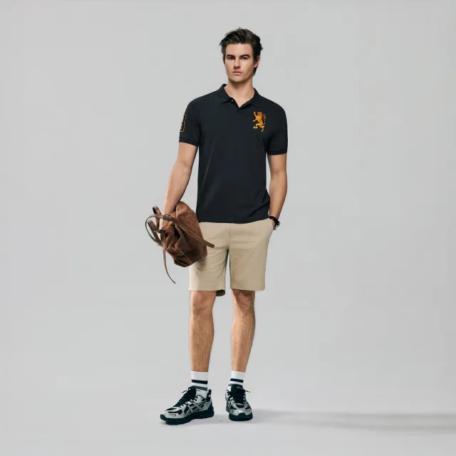 【GIORDANO 佐丹奴】男裝拼色刺繡修身短袖POLO衫(多色任選)