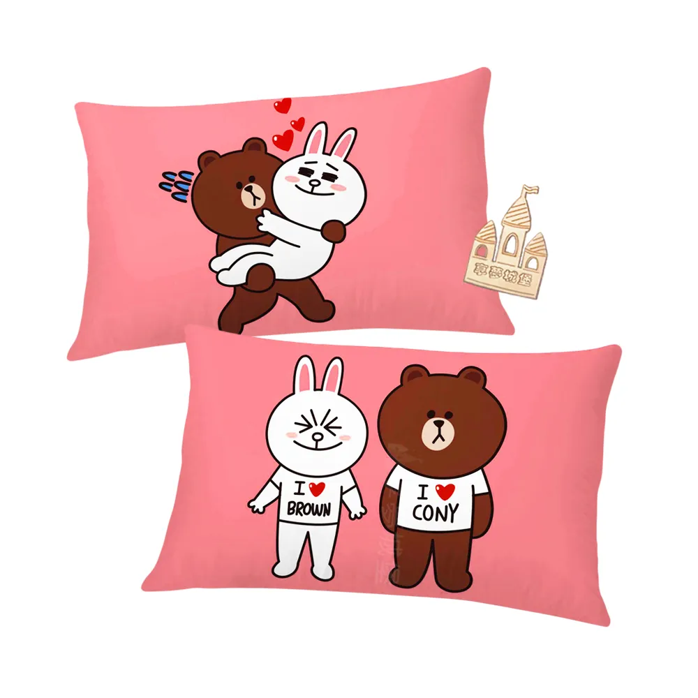 【享夢城堡】MIT卡通枕頭63x45cm一入圖案隨機－LINE FRIENDS KISS啾咪-粉橘 / 正版授權中枕