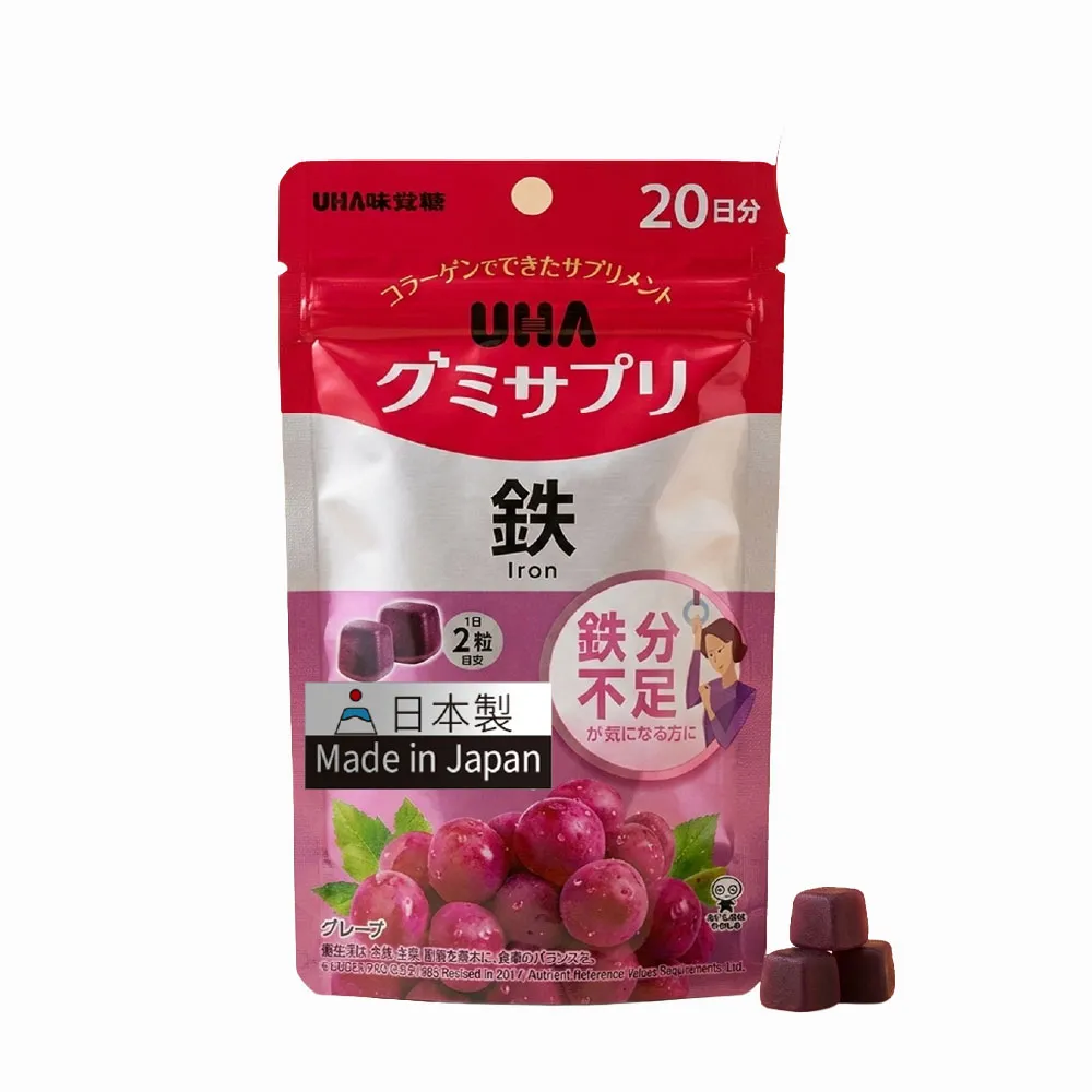 【UHA 味覺糖】鐵 軟糖120日(共6包)｜日本原裝進口、網路熱搜機能軟糖、22mg高鐵 膠原蛋白