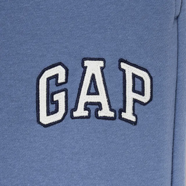 【GAP】Gap Logo法式毛圈布寬管慢跑褲-灰藍色(887992)