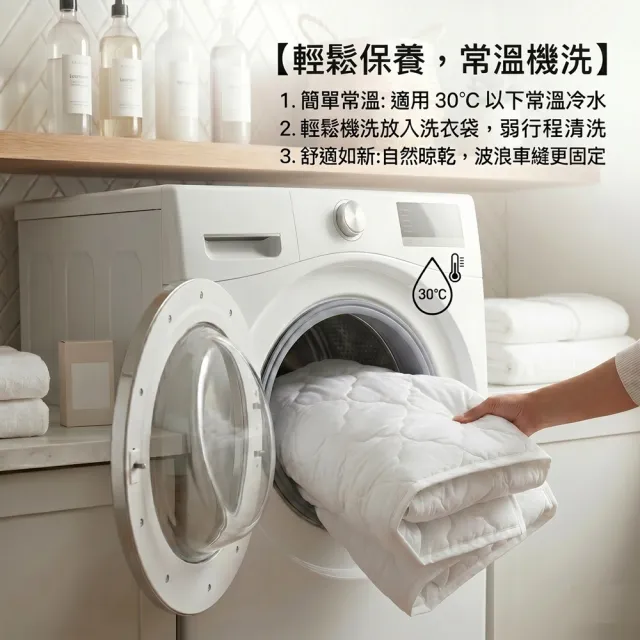 【charming】台灣製單人3/3.5尺_可水洗抗污日本大和認證防螨鋪棉保潔墊_加高床包式(單人 加大 加高 保潔墊)
