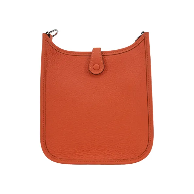 【Hermes 愛馬仕】Evelyne 16CM T/C G刻 H LOGO 牛皮斜/肩背包(FT橘/銀釦)