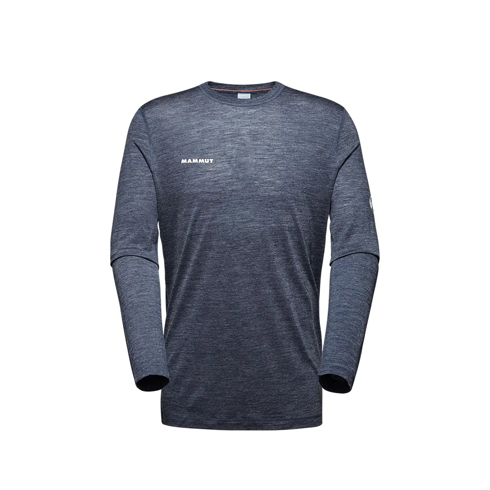 【Mammut 長毛象官方直營】Tree Wool FL LS AF 羊毛混紡快乾抗臭長袖T恤 海洋藍 男款 #1016-01720