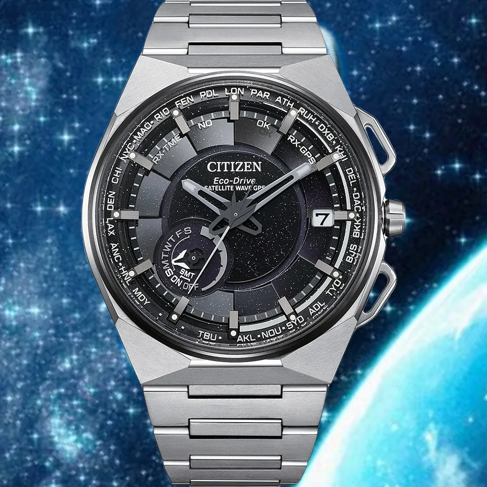 【CITIZEN 星辰】GENTS系列 GPS鈦金屬光動能腕錶 CC3097-52E(Satellite Wave X 限量 星際黑)