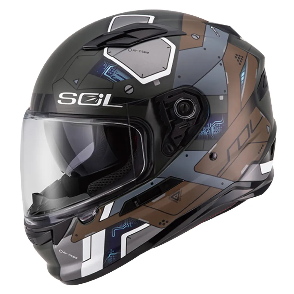 【SOL】SF-6 機動裝甲 消光墨綠/棕 全罩式安全帽(內襯│鏡片│內藏墨鏡│加強型眼鏡溝)