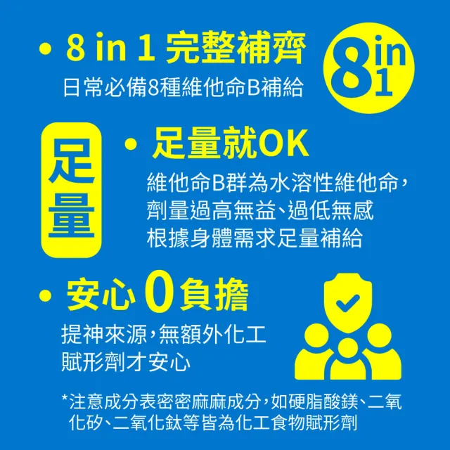 【Natural Fit 活粒適】維生素B群 三入組 90粒/入(素食維他命B群 B1 B6 B12 葉酸 泛酸 菸鹼酸 生物素)