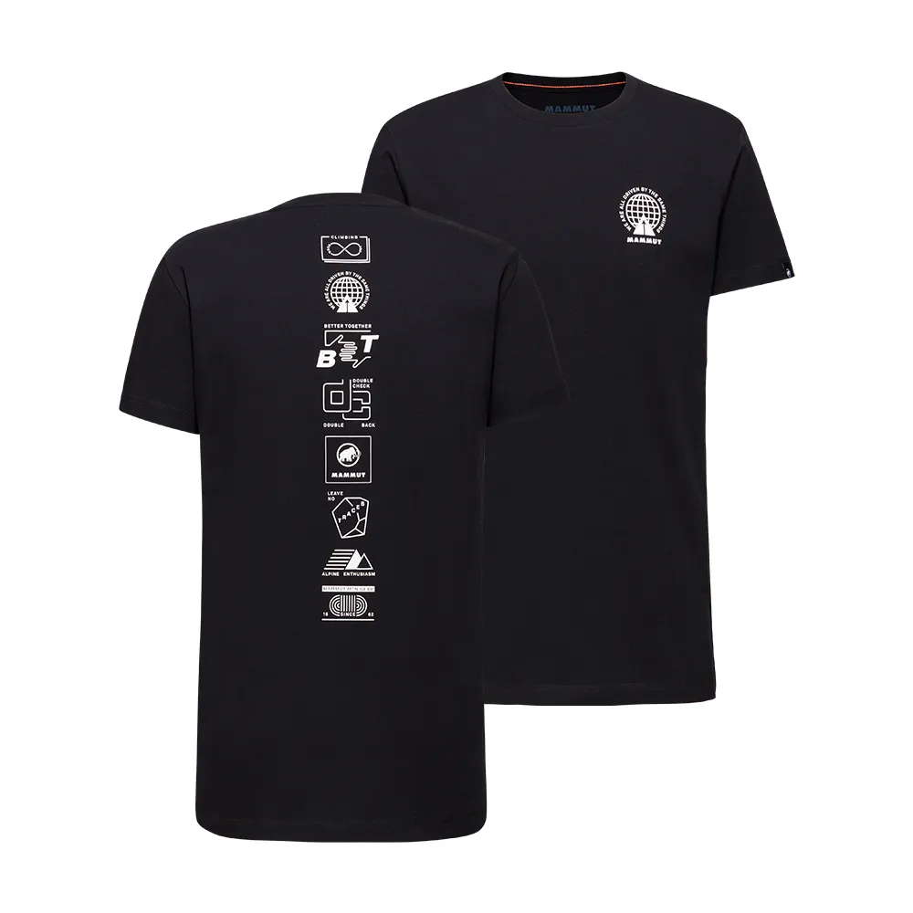 【Mammut 長毛象官方直營】Massone T-Shirt AF Men Emblems 有機棉機能短袖T恤 男款 黑色 #1017-06120