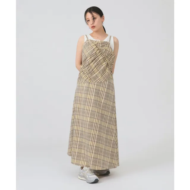 【BEAMS】官方旗艦館 Ray BEAMS / 女裝 格紋 拼接 吊帶 洋裝