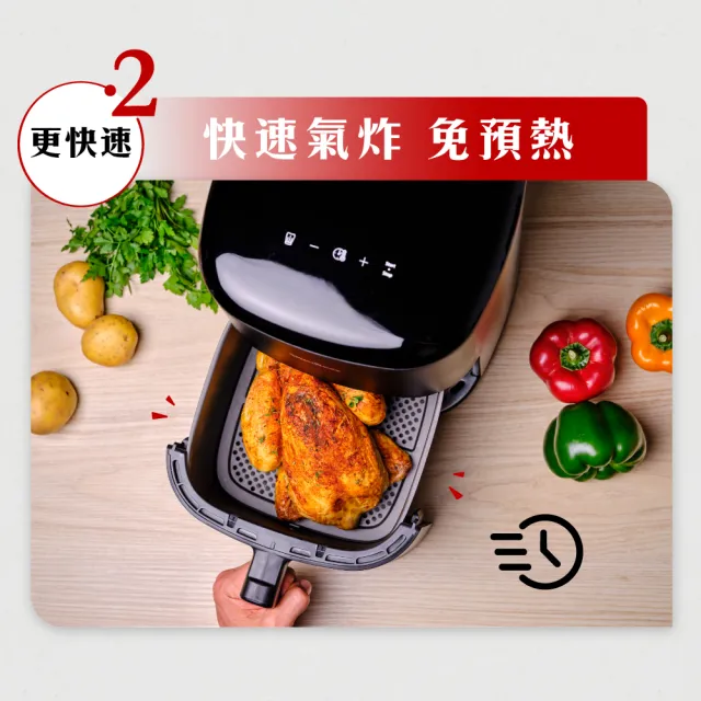 【Tefal 特福】360°熱旋快速6人份5L觸控式氣炸鍋-EY2458H0