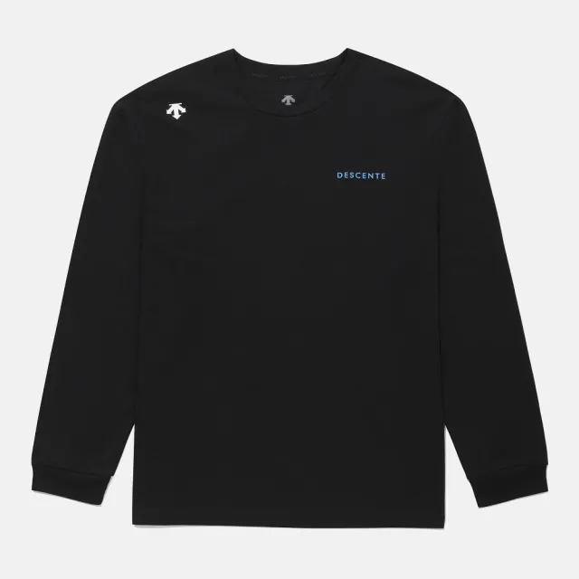 【DESCENTE】長袖上衣 男 女 快排 MOVEMENT GRAPHIC LOOSE FIT LONG SLEEVE TEE 黑 SR323UTL75-BLK0