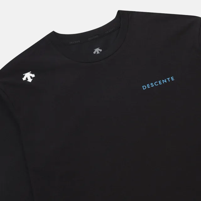 【DESCENTE】長袖上衣 男 女 快排 MOVEMENT GRAPHIC LOOSE FIT LONG SLEEVE TEE 黑 SR323UTL75-BLK0