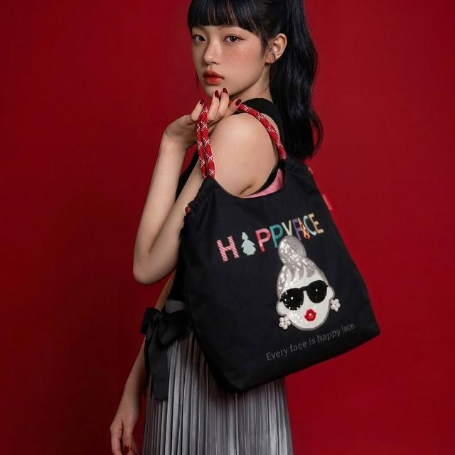 【HAPPYFACE】怪甜心EMMA刺繡購物袋 大容量輕量防潑水托特袋(C20265)
