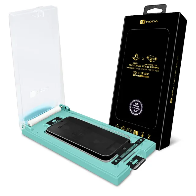 【HODA】iPhone 18 Pro/Pro Max 3D熱彎曲面 AR抗反射微米霧面無彩虹紋玻璃保護貼 附無塵滾輪太空艙