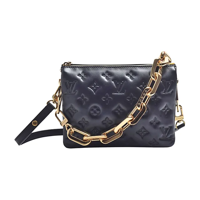 【Louis Vuitton 路易威登】M21259經典Coussin BB系列Monogram壓花蓬鬆小羊皮手提/肩背包(展示品-黑色)
