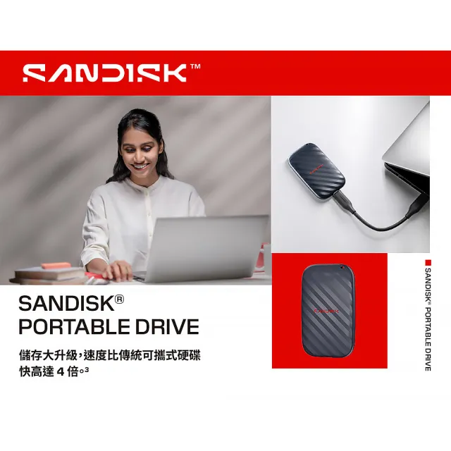 【SanDisk 晟碟】E10 Portable Drive 外接固態硬碟 1TB (公司貨)