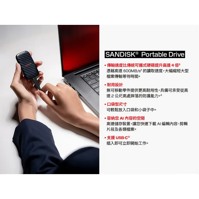 【SanDisk 晟碟】E10 Portable Drive 外接固態硬碟 1TB (公司貨)