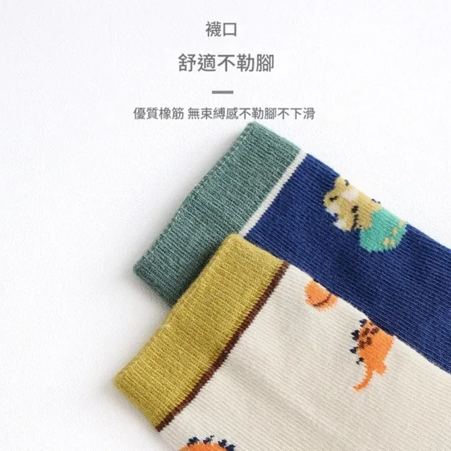 【橘魔法】（5雙一組）男童恐龍大集合防滑點膠中筒襪 兒童 童裝 恐龍 短襪 襪子 童襪 止滑襪