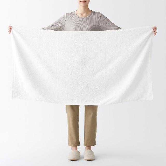 【MUJI 無印良品】棉圈絨雙線織浴巾/可吊掛(柔白/灰色/綠色/粉米/墨黑)成品尺寸:W70×L140 cm