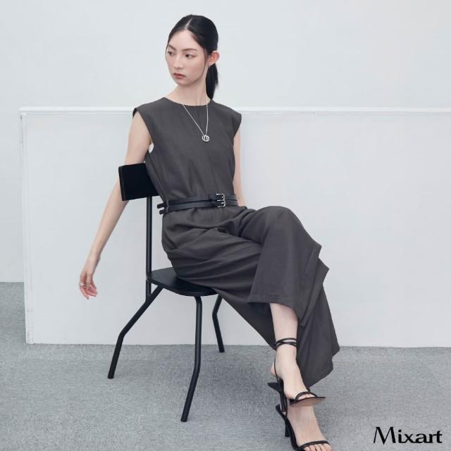 【Mixart】連身褲 智性美學 雙腰帶無袖一體式連身褲