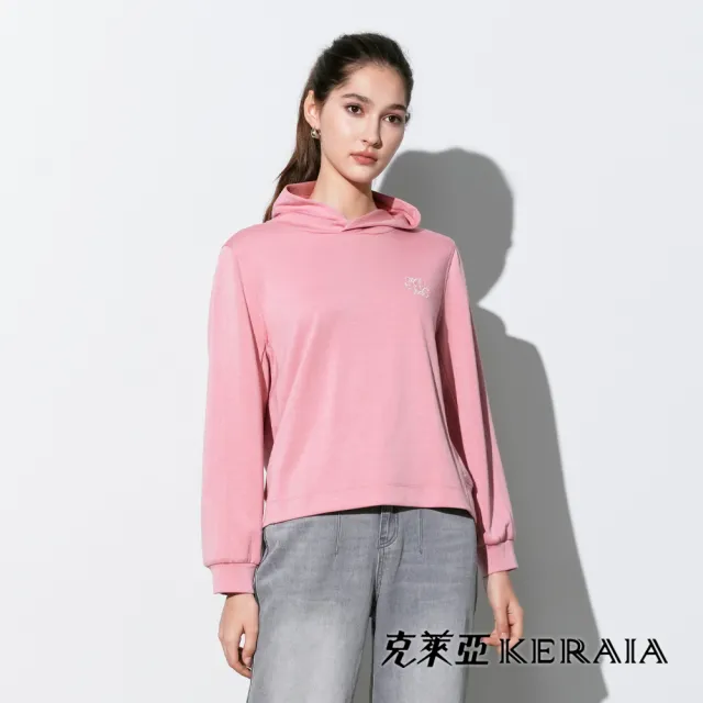 【KERAIA 克萊亞】粉漾律動異素材拼接連帽衛衣