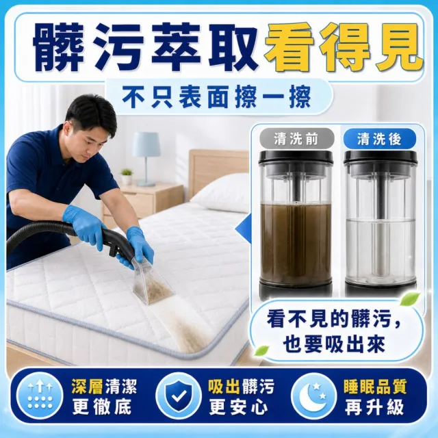 【森友家】特談★雙人床墊清洗卷(酵素、水洗抽吸徹底洗淨)