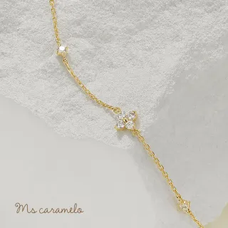 【Ms caramelo 焦糖小姐】925純銀 花卉鋯石手鍊