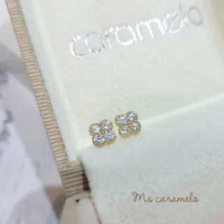 【Ms caramelo 焦糖小姐】925純銀鋯石 幸運草耳環