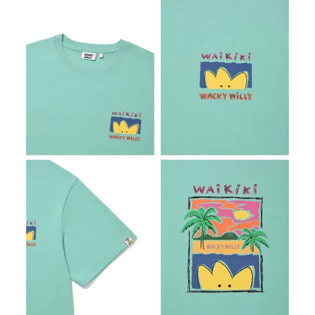 【Wacky WiLLY】海灘主題圖案短袖上衣(UNI短袖上衣 綠色)