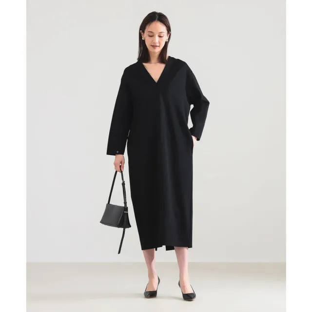 【BEAMS】官方旗艦館 Demi-Luxe BEAMS / 女裝 羅馬布 V領 洋裝