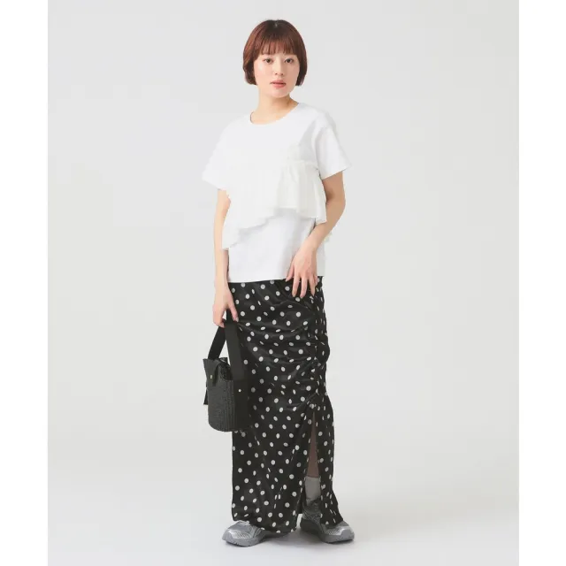 【BEAMS】官方旗艦館 Ray BEAMS / 女裝 不對稱 抓皺 荷葉邊 T恤