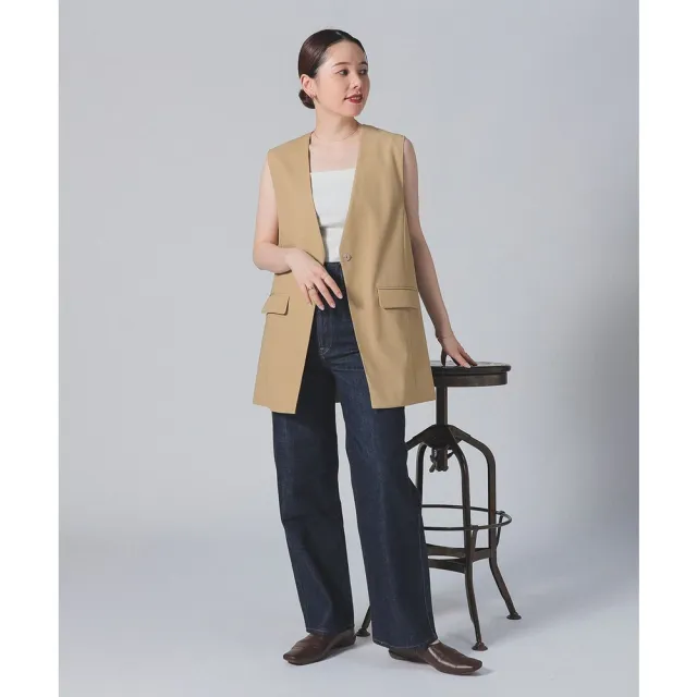 【BEAMS】官方旗艦館 Demi-Luxe BEAMS / 女裝 棉質 無翻領 西裝背心