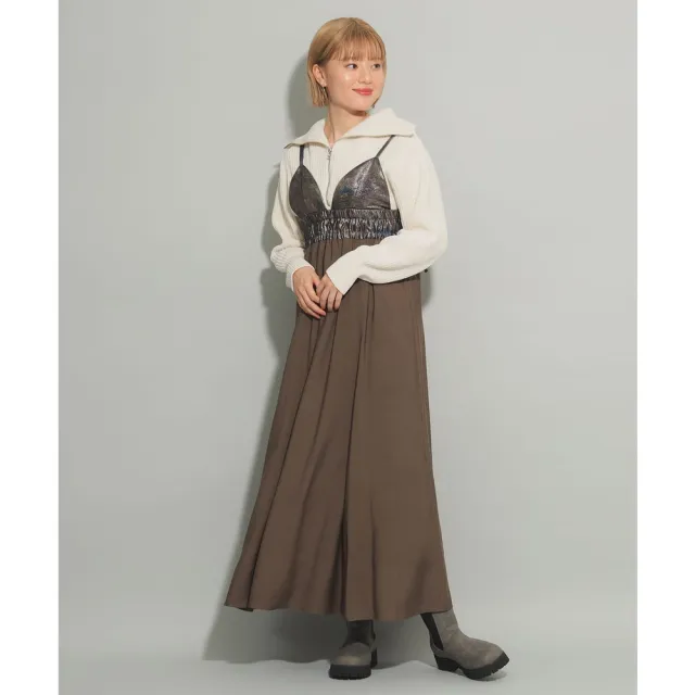 【BEAMS】官方旗艦館 Ray BEAMS / 女裝 珠光絲 印花 吊帶背心式 洋裝