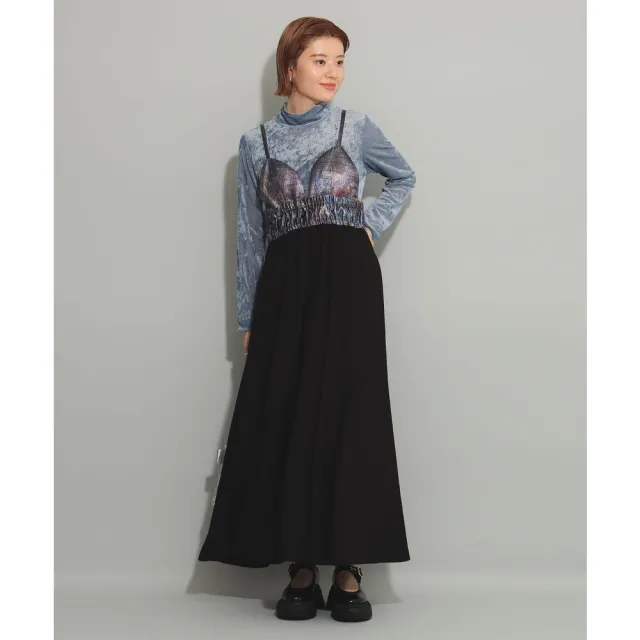 【BEAMS】官方旗艦館 Ray BEAMS / 女裝 珠光絲 印花 吊帶背心式 洋裝