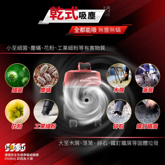 【Starmix 吸特樂】抗螨型低噪音H級無塵乾式吸塵器(TSC-1214 HEPA)