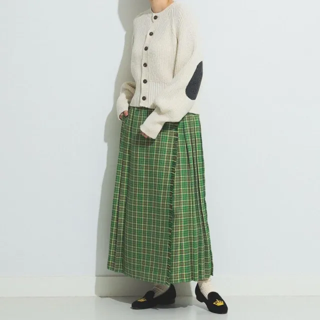 【BEAMS】官方旗艦館 BEAMS BOY / 女裝 格紋 百褶 圍裹裙