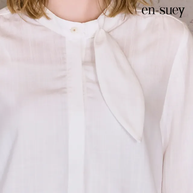 【en-suey 銀穗】網路限定 造型領片開襟長袖上衣-女