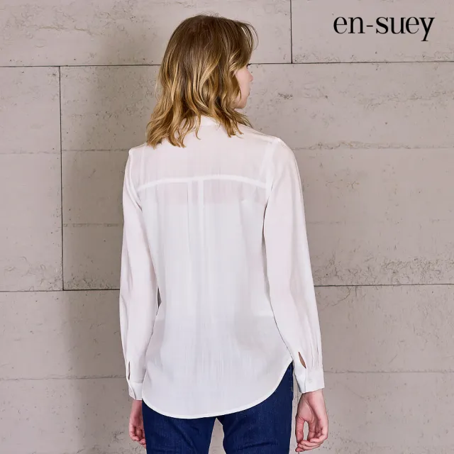 【en-suey 銀穗】網路限定 造型領片開襟長袖上衣-女