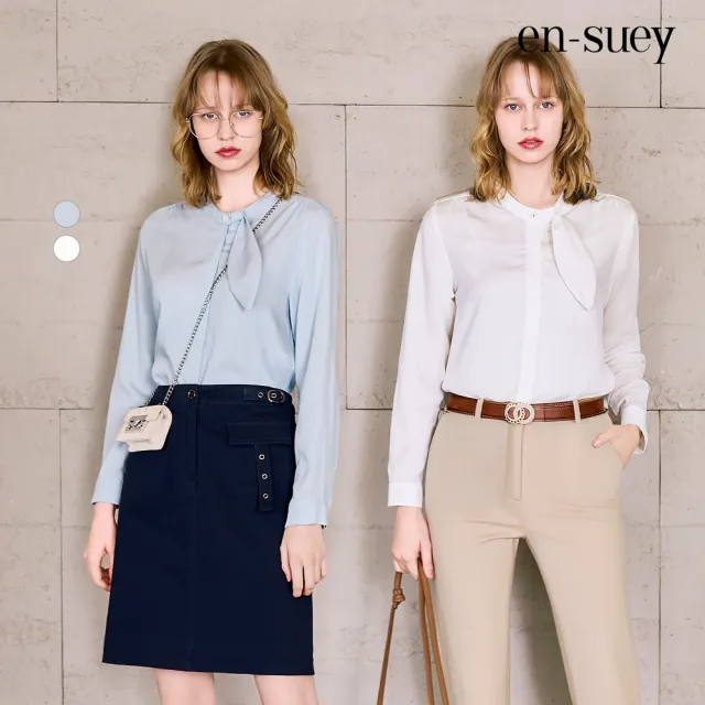 【en-suey 銀穗】網路限定 造型領片開襟長袖上衣-女