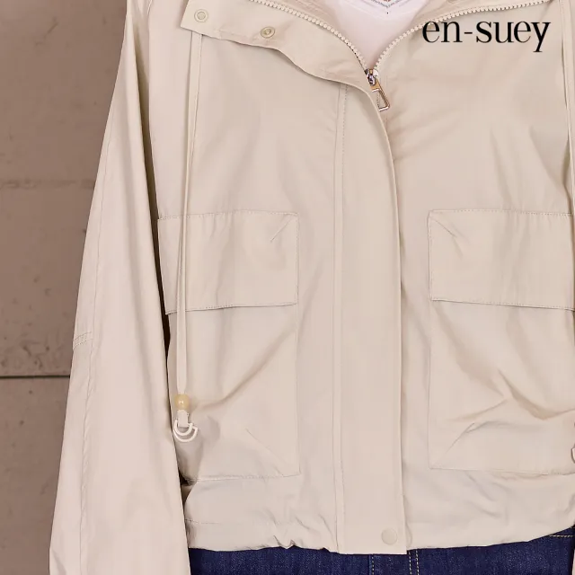 【en-suey 銀穗】網路限定 工裝風連帽抽繩短款長袖外套-女