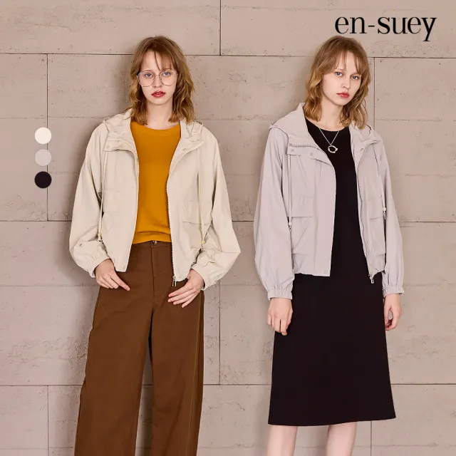 【en-suey 銀穗】網路限定 工裝風連帽抽繩短款長袖外套-女