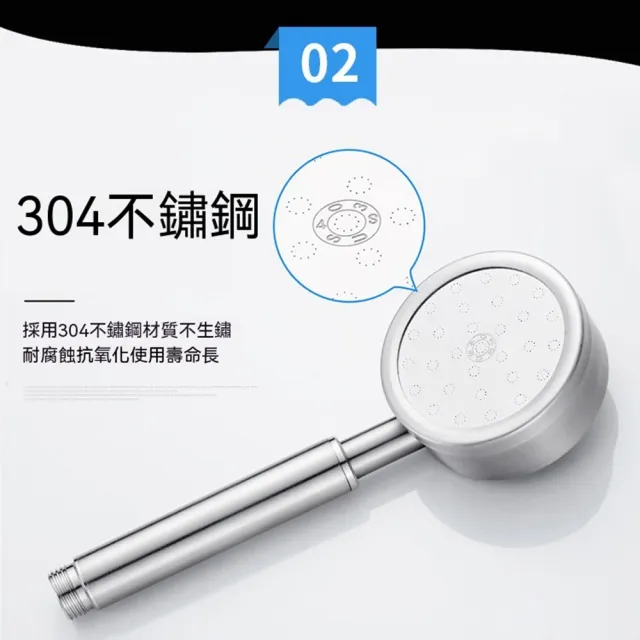 【AnDa 安達】304不鏽鋼花灑噴頭套裝家用洗澡增壓手持沐浴軟管蓮蓬頭淋雨淋浴 耐用 304不鏽鋼