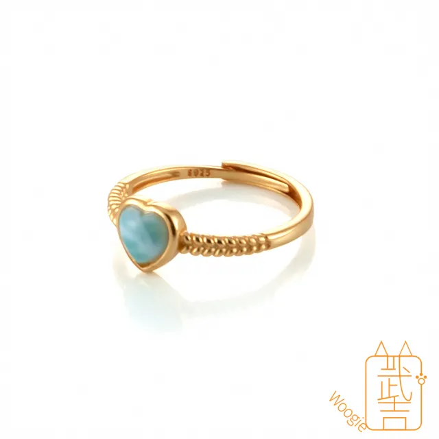 【Woogie武吉珠寶】精品拉利瑪海紋石純銀戒指(愛心7x7mm)