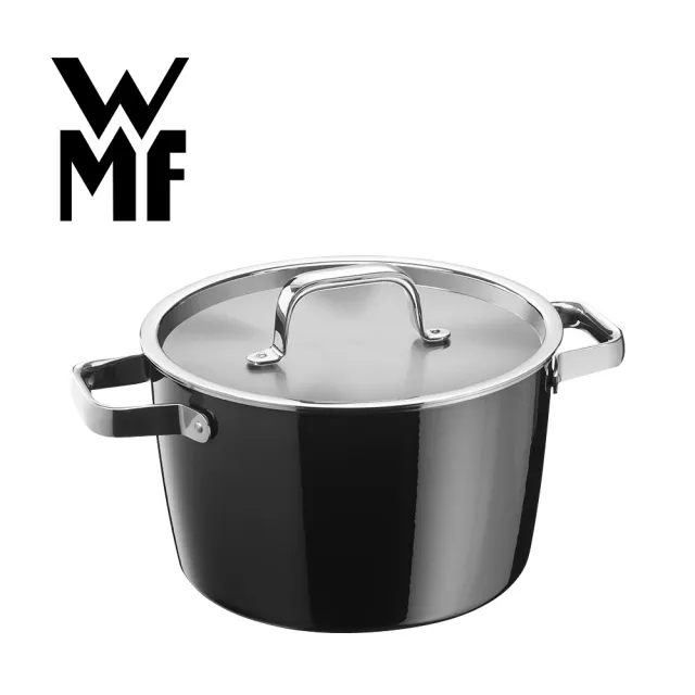 【WMF】德國製 Fusiontec Aromatic 高身湯鍋 22cm 4.7L(黑色/陶晶鍋) IH爐/電磁爐/瓦斯爐適用