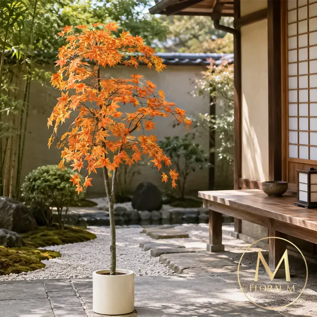【Floral M】京都嵐山紅楓樹200cm大型仿真植栽(贈花盆)(仿真樹/免澆水/室內佈置/居家裝飾/店面擺設)