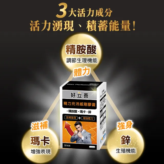 【Heilusan 好立善】精力充沛威剛膠囊 6入組(共180粒、精胺酸+瑪卡+鋅)