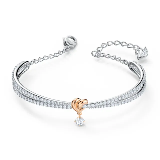 【SWAROVSKI 施華洛世奇】官方直營 Lifelong Heart 永恆心動 心形手鐲 愛心 白色 多種金屬潤飾 | 5516544