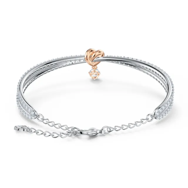 【SWAROVSKI 施華洛世奇】官方直營 Lifelong Heart 永恆心動 心形手鐲 愛心 白色 多種金屬潤飾 | 5516544