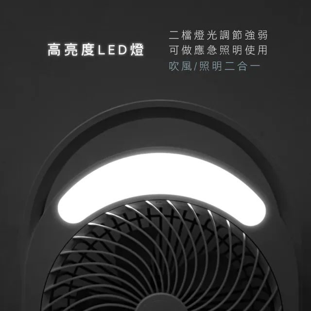 【KINYO】6吋桌立兩用USB充電風扇 靜音馬達/附LED燈 UF-890